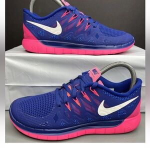 Nike Free 5.0 Women’s Sz 7 Royal/Pink Running Athletic Shoes 642199-401 Superb!
